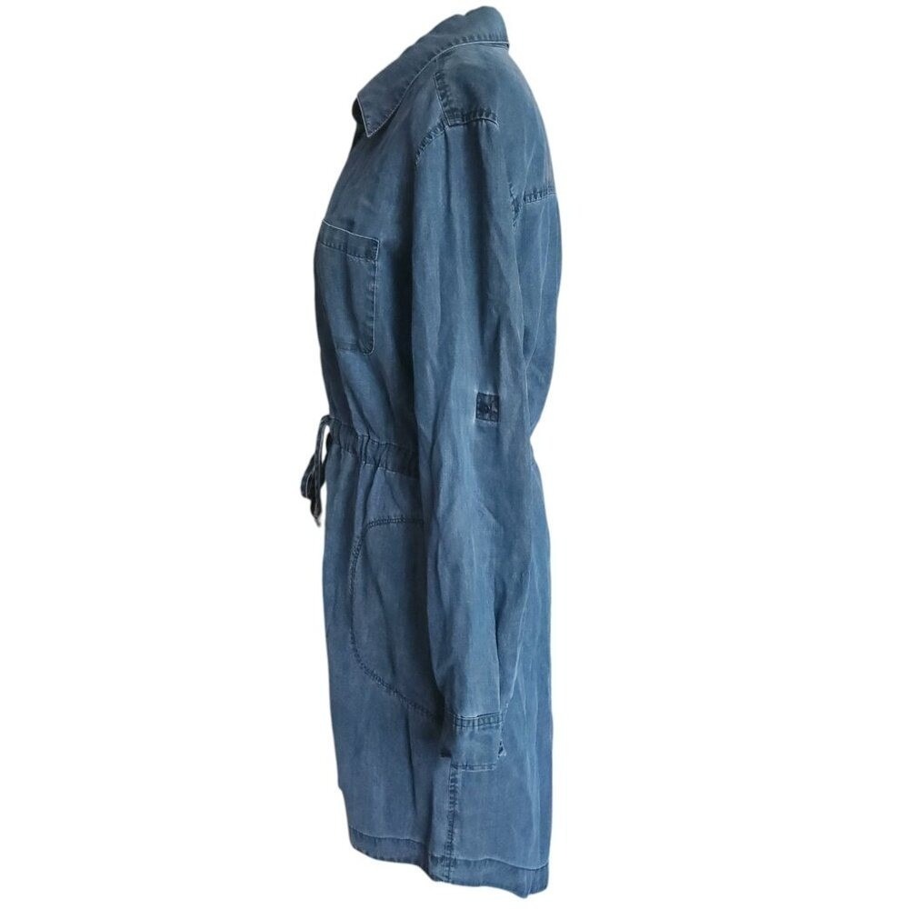 ATHLETA To The Point Chambray Candid Shirtdress Small Tencel Button Down Pockets - Picture 4 of 10